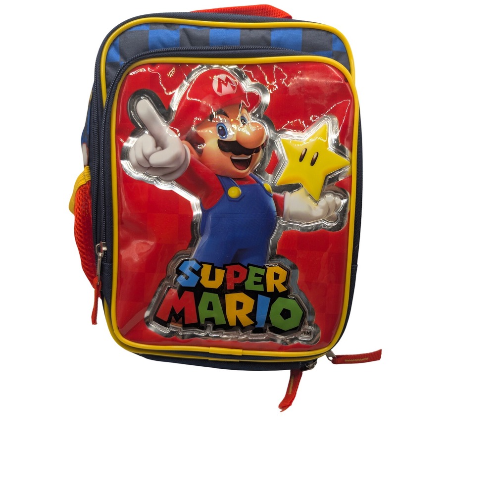Nintendo Lunch Bag Boys Blue Super Mario Bros Insulated Dual Compartment Case